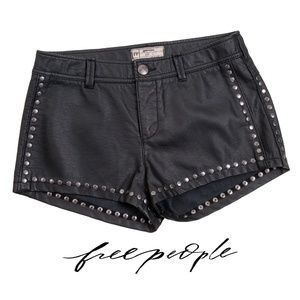 Free People Faux Leather Shorts with Studs